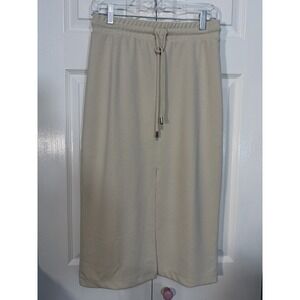 Mango MNG Women's Long Straight Skirt Ivory Size Medium